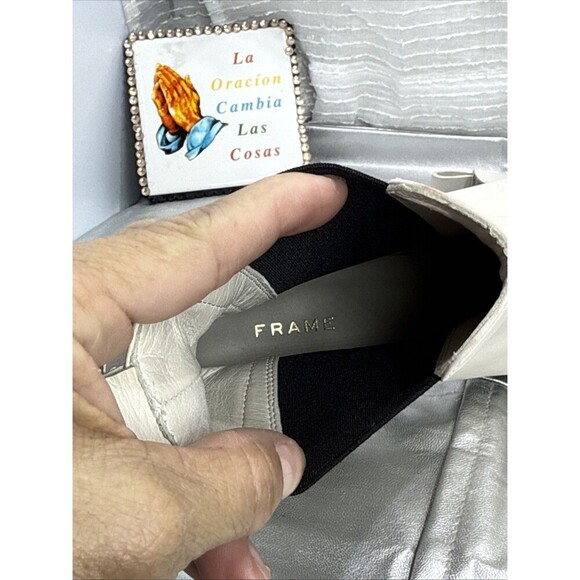 (E2) FRAME Women Le Lexington Off White Leather Chelsea Boot SIZE 38,5 - Picture 11 of 11